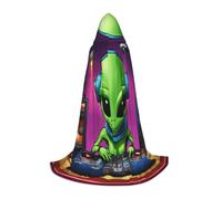 LIXLZH Green Alien Print Men Women Hooded Cloak Themed Variety For Halloween Carnival Cosplay And Parties
