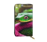 LIXLZH Green Snake Print Cash Wallet Women Men,Leather Coin Purse Credit Card Holder,Organizer Zipper Wallet, Black, One Size, Black, One Size