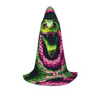 LIXLZH Green Snake Print Men Women Hooded Cloak Themed Variety For Halloween Carnival Cosplay And Parties, Black, Large
