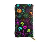 LIXLZH Halloween Skull Print Cash Wallet Women Men,Leather Coin Purse Credit Card Holder,Organizer Zipper Wallet, Black, One Size, Black, One Size