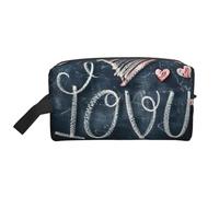 LIXLZH I Love You Words with Hearts Print Make Up Bag Purses Accessories Organizer Portable Travel Toiletry Pouch Storage Bag, White, One Size, White, One Size