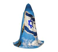 LIXLZH Israeli Flag Print Men Women Hooded Cloak Themed Variety For Halloween Carnival Cosplay And Parties, Black, Large