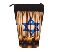 Lixlzh Israeli flag Print Telescopic Standing Pencil Bag Polyester Pen Holder Stationery Office Organizer Box, Black, One Size, Art Deco