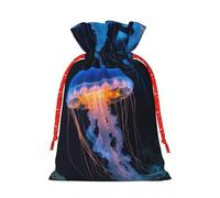 LIXLZH Jellyfish ocean Print Christmas Bag Drawstring Bags Women Men Xmas New Year Party Bags Party Favors Bag