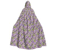 LIXLZH Lavender Stamp Print Men And Women Adult Hooded Cloak Cosplay Halloween And Christmas Carnival Theme