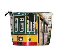 LIXLZH lisbon tram Print Portable Travel Cosmetic Makeup Pouch Bag Single layer Makeup Organizer Zipper Pouch, Black, One Size, Black, One Size