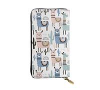 LIXLZH Llama Alpaca Cactus Print Cash Wallet Women Men,Leather Coin Purse Credit Card Holder,Organizer Zipper Wallet, Black, One Size, Black, One Size