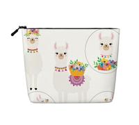 LIXLZH Llama Print Portable Travel Cosmetic Makeup Pouch Bag Single layer Makeup Organizer Zipper Pouch, Black, One Size, Black, One Size