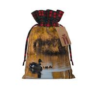 LIXLZH Loon Nature Bird Printing Xmas Drawstring Gift Bag Reusable Christmas Wrapping Festive Needs Packaging Bags