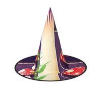 LIXLZH Magic Red Mushroom Print Halloween Witch Hat Carnival Costume Accessory Cap Foldable For Parties Roleplaying