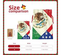 LIXLZH Mexican American Bald eagle Flag Print Christmas Bag Drawstring Bags Women Men Xmas New Year Party Bags Party Favors Bag