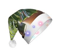 LIXLZH Monstera Deliciosa Banana Palm Print Adult Led Christmas Hat Festive Party Accessory Santa Hats Holiday Celebrations
