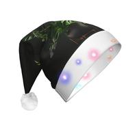 LIXLZH Monstera Deliciosa Banana Palm Print Adult Led Christmas Hat Festive Party Accessory Santa Hats Holiday Celebrations