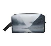 LIXLZH Mountain Lake Boats Print Make Up Bag Purses Accessories Organizer Portable Travel Toiletry Pouch Storage Bag, White, One Size, White, One Size