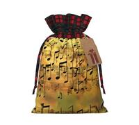 LIXLZH Music Note Printing Xmas Drawstring Gift Bag Reusable Christmas Wrapping Festive Needs Packaging Bags