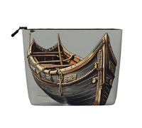 LIXLZH Old Viking Boats Print Portable Travel Cosmetic Makeup Pouch Bag Single layer Makeup Organizer Zipper Pouch, Black, One Size, Black, One Size