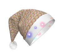 LIXLZH Peony Flowers Blossom Print Adult Led Christmas Hat Festive Party Accessory Santa Hats Holiday Celebrations