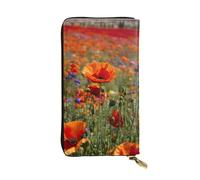 LIXLZH poppy flowers Print Cash Wallet Women Men,Leather Coin Purse Credit Card Holder,Organizer Zipper Wallet, Black, One Size, Black, One Size