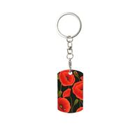 LIXLZH poppy flowers Print Cute Keychains Car Key Chains Double Side Tags Rectangle Women Men Pendant Keyring, White, One Size, White, One Size