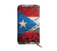 LIXLZH puerto rico wallpaper flag Print Cash Wallet Women Men,Leather Coin Purse Credit Card Holder,Organizer Zipper Wallet, Black, Black, One Size, Black, One Size