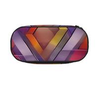 LIXLZH Rainbow Geometric Print Unisex Pencil Case Travel Fashionable Makeup Pouch Stationery Toiletry Organizer