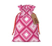 LIXLZH Red Diamond Pattern Print Christmas Bag Drawstring Bags Women Men Xmas New Year Party Bags Party Favors Bag