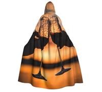 LIXLZH Red Wine Glass Cheers Print Men And Women Adult Hooded Cloak Cosplay Halloween And Christmas Carnival Theme