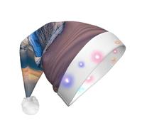 LIXLZH Serene Seaside Sunset Print Adult Led Christmas Hat Festive Party Accessory Santa Hats Holiday Celebrations