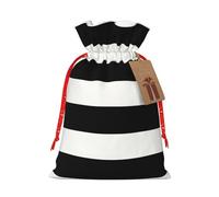 LIXLZH stripes black white Print Christmas Bag Drawstring Bags Women Men Xmas New Year Party Bags Party Favors Bag