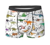 LIXLZH Stylish Learning Alphabets with Dinosaurs Print Men Boxer Briefs Underwear Breathable Stretch Trunks Boxer Briefs, Black, M