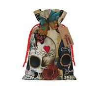 LIXLZH sugar skulls butterfly Print Christmas Bag Drawstring Bags Women Men Xmas New Year Party Bags Party Favors Bag
