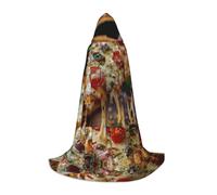 LIXLZH Tasty Pizza Print Men Women Hooded Cloak Themed Variety For Halloween Carnival Cosplay And Parties, Black, Large