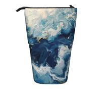 Lixlzh WITHIN THE TIDES Print Telescopic Standing Pencil Bag Polyester Pen Holder Stationery Office Organizer Box, Black, One Size, Art Deco