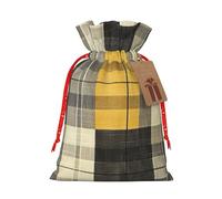 LIXLZH Yellow Gray Black Plaid Print Christmas Bag Drawstring Bags Women Men Xmas New Year Party Bags Party Favors Bag
