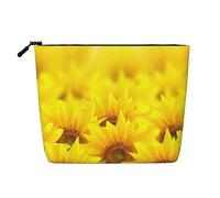 LIXLZH Yellow Sunflower Print Portable Travel Cosmetic Makeup Pouch Bag Single layer Makeup Organizer Zipper Pouch, Black, One Size, Black, One Size