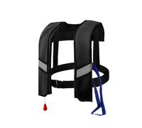 LIXQQS Lightweight Inflatable Life Jacket: 20-150Kg Adjustable Buoyancy Aid for Adults High-Vis Floatation Vest for Water Sports(Black,Automatic)
