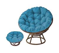 LIXQQS Papasan Cushion, Round Chair Cushions, Large Comfortable Seat Cushion, Waterproof Rocking Chair Cushion, Indoor and Outdoor (Without Chair) (Color : Blau, Size : 50 * 50cm)