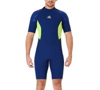 LIXSAZSE 1.5MM Womens Swimsuits Ultrathin Short Sleeve Wetsuit Professional Quick Dry Mens Bathing Suit Warm for Diving Surfing Swimming, Man/Navy, 3XL