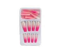 LIXSAZSE 1 Set French Tip Press on Nails Gradient Shimmer Extra Long Artificial Fingernails Wraps Salon DIY Gifts for Girls , Type 11,24Pcs jelly , 2g glue