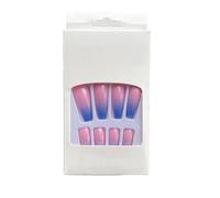 LIXSAZSE 1 Set French Tip Press on Nails Gradient Shimmer Extra Long Artificial Fingernails Wraps Salon DIY Gifts for Girls , Type 10,24Pcs jelly , 2g glue