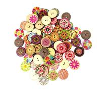 LIXSAZSE 100 Pieces Mixed Wooden Buttons Two Holes Bowl Shape Vintage Style Home Supplies Button for Sewing Crafting Clothing