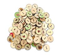 LIXSAZSE 100 Pieces Wooden Buttons Colorful Two Holes Round Clock Scrapbooking Decorations DIY Crafts Button for Sewing
