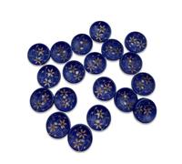 LIXSAZSE 100 Pieces Wooden Buttons Two Hole Flower Painting Bowl Shape Scrapbooking Sewing Supplies DIY Crafts for Crafting, Blue