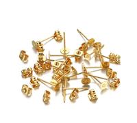 LIXSAZSE 100 Sets Ear Stud Base Stainless Steel Blank Post Jewelry Earrings Stoppers Flat Earring Accessory Lady Girl Adults Supplies, Gold Color/ 4mm