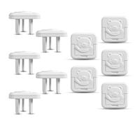 LIXSAZSE 10Pcs Electrical Outlet Covers Cute Baby Power Socket Guards Flame-Retardant Kids Safety Protector Plastic Caps Wall, 3-Hole, 10Pcs