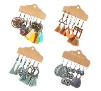 LIXSAZSE 12 Pairs Bohemian Dangle Geometric Earrings Style Multilayer Hand-woven Drop Earring Long Girls Ear Hook Pendant