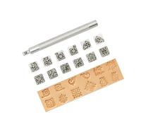 LIXSAZSE 12pcs Premium Leather Craft Working Saddle Making DIY Tools Carving Metal Stamps Set, grass