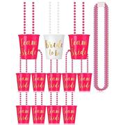 LIXSAZSE 12piece 12 Pieces Bride Shot Necklace Glass Bridal Shower Decor ABS Black Bachelorettes Party Decorations Bride Squad, B