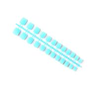 LIXSAZSE 24 Pieces Shortie Square Head Frosted Coffin False Nails DIY Exquisite French Style Novel Graceful Acrylic Nail , 4blue