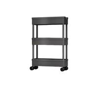 LIXSAZSE 3/4 Tier Storage Cart Utility With Hollow Drainage Bedroom 360 ° Rotatable Universal Wheel Kitchen Occupying No Space, black,3 layers, 20cm
